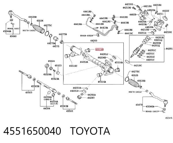 Сайлентблок крепления рулевой рейки 4551650040 Toyota