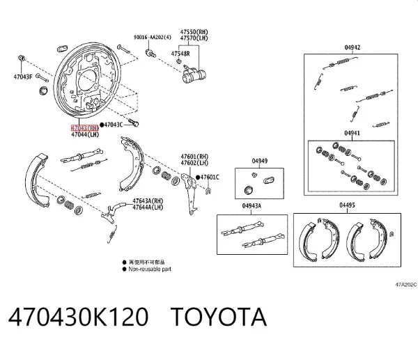 Диск опорный заднего тормозного барабана правый 470430K120 Toyota