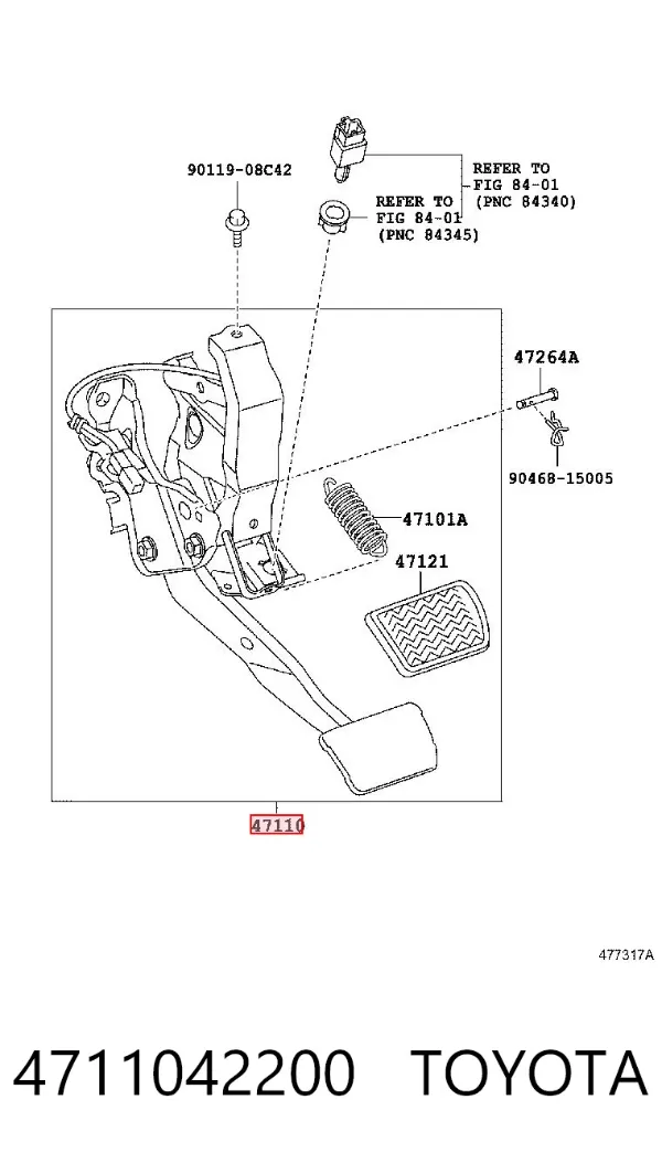 Педаль тормоза 4711042200 Toyota