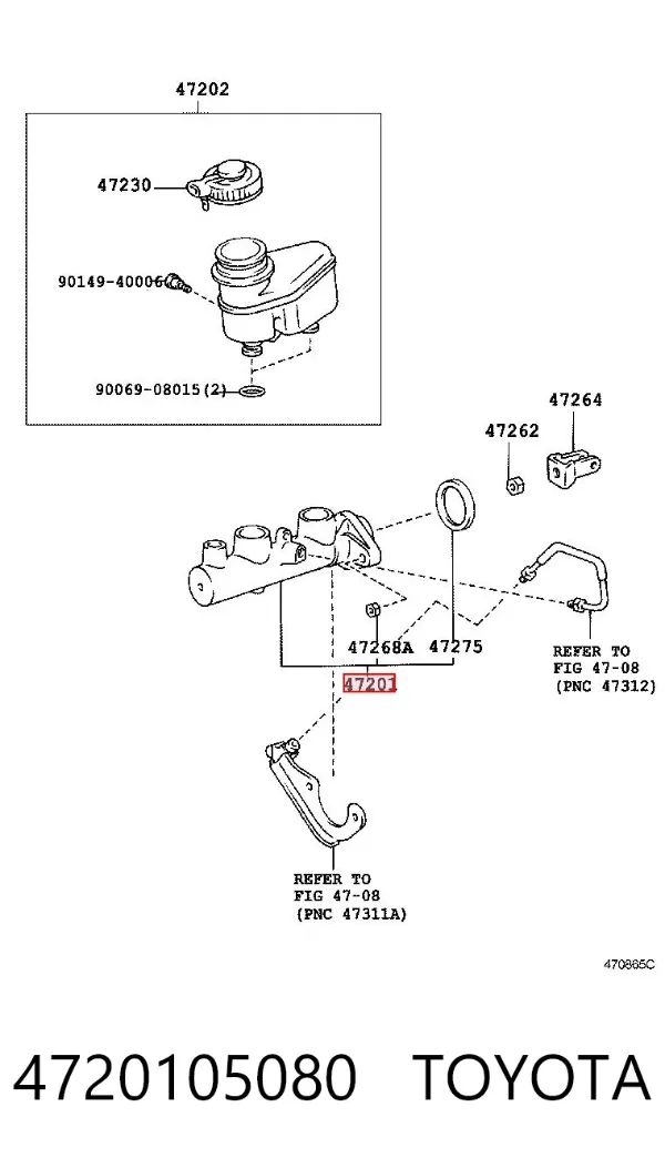 Главный тормозной цилиндр 4720105080 Toyota