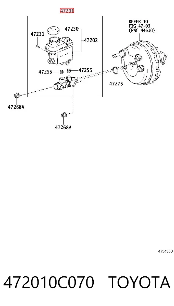 Главный тормозной цилиндр 472010C070 Toyota