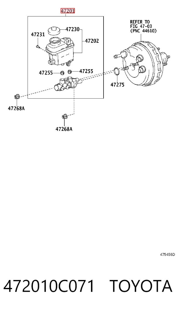 Главный тормозной цилиндр 472010C071 Toyota