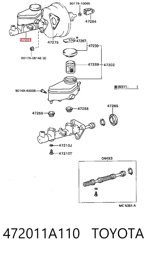 Главный тормозной цилиндр 472011A110 Toyota
