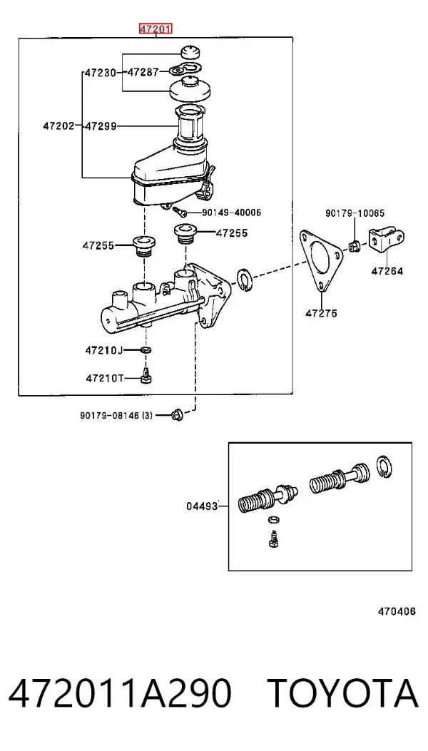 Главный тормозной цилиндр 472011A290 Toyota