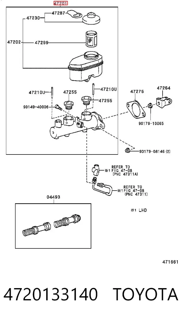 Главный тормозной цилиндр 4720133140 Toyota