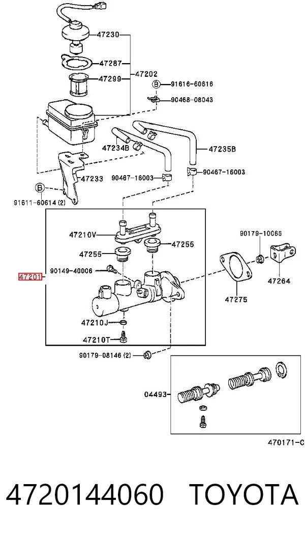 Главный тормозной цилиндр 4720144060 Toyota