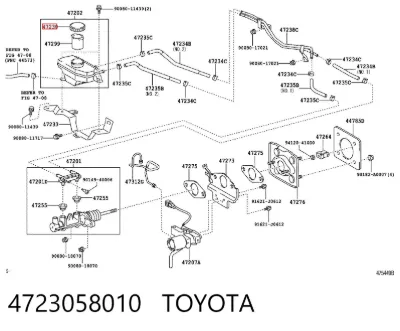 Крышка бачка главного тормозного цилиндра TOYOTA 4723058010