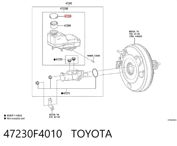 Крышка бачка главного тормозного цилиндра 47230F4010 Toyota