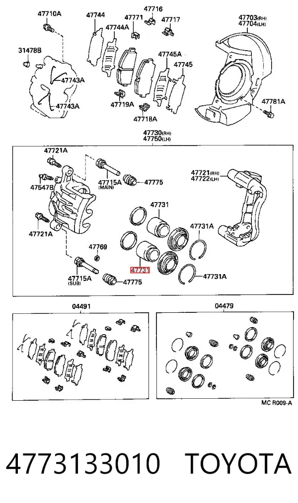 Поршень суппорта тормозного переднего 4773133010 Toyota