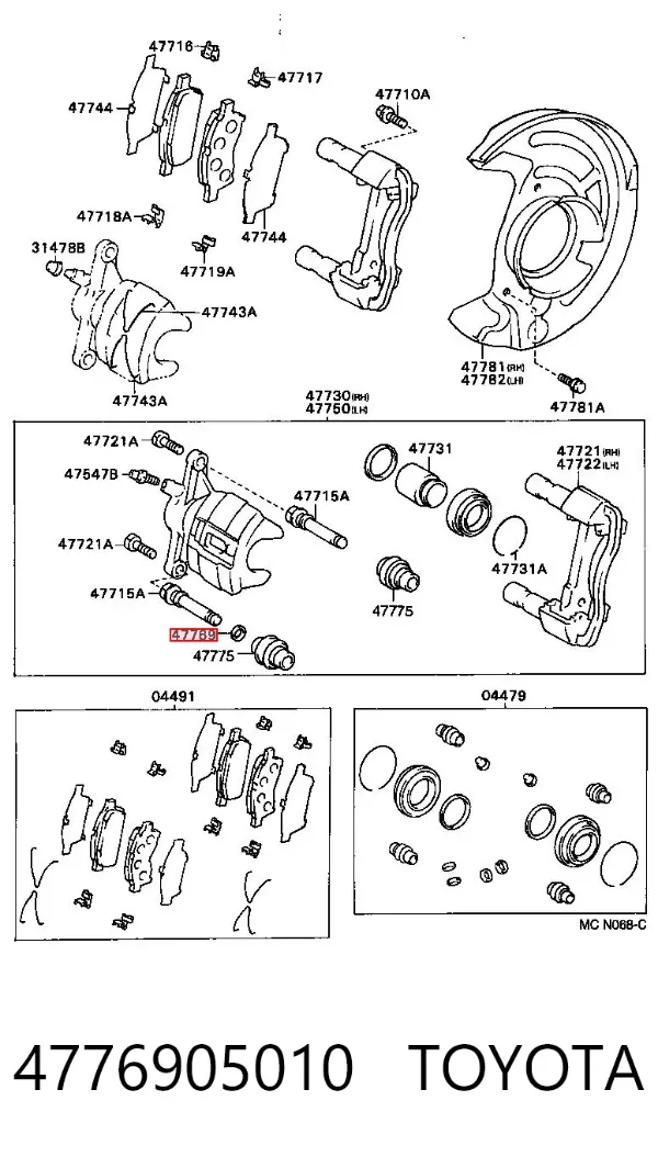Направляющая суппорта заднего 4776905010 Toyota