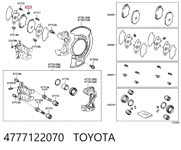 Датчик износа тормозных колодок задний 4777122070 Toyota