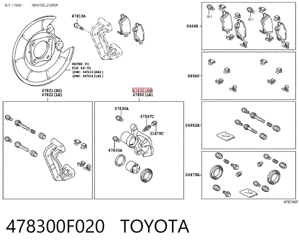 Суппорт задний правый 478300F020 Toyota