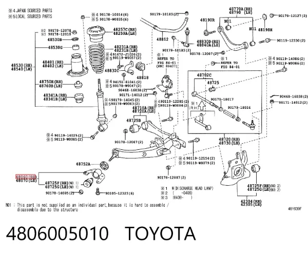 Сайлентблок заднего нижнего рычага 4806005010 Toyota