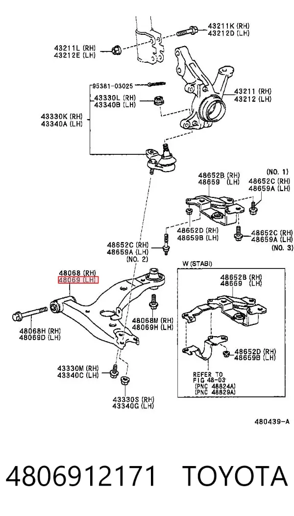 Рычаг передней подвески левый 4806912171 Toyota