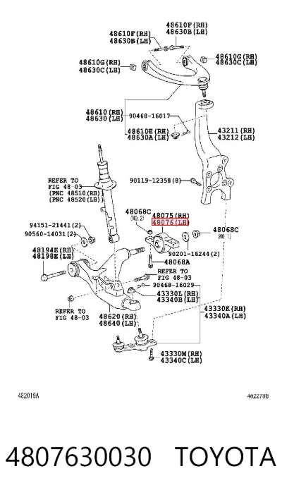 Сайлентблок переднего нижнего рычага TOYOTA 4807630030