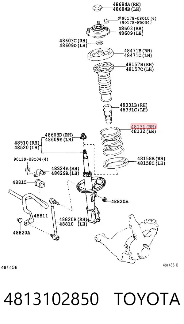 Передняя пружина 4813102850 Toyota