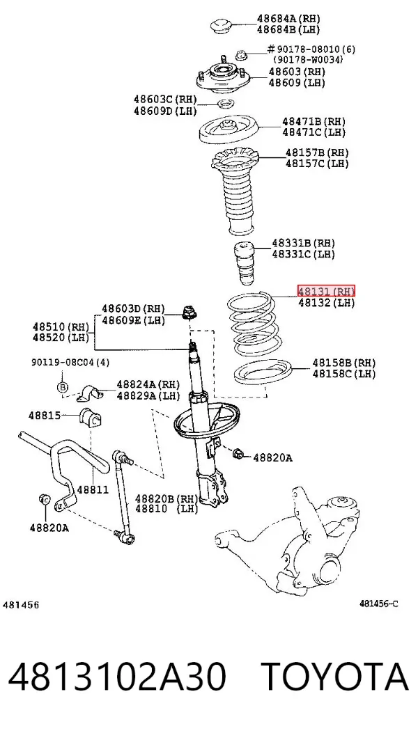 Передняя пружина 4813102A30 Toyota