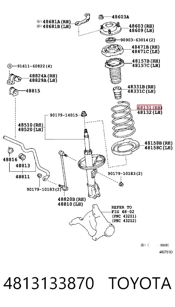 Передняя пружина 4813133870 Toyota