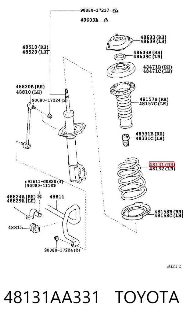 Передняя пружина 48131AA331 Toyota