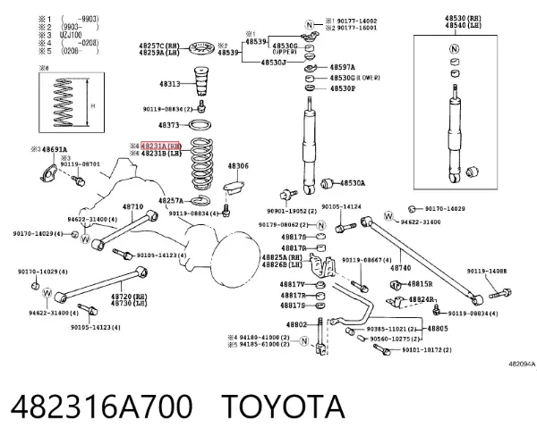 Задняя пружина 482316A700 Toyota