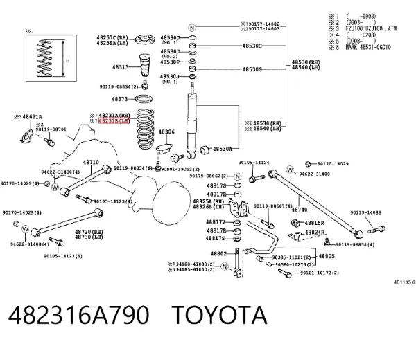 Задняя пружина 482316A790 Toyota