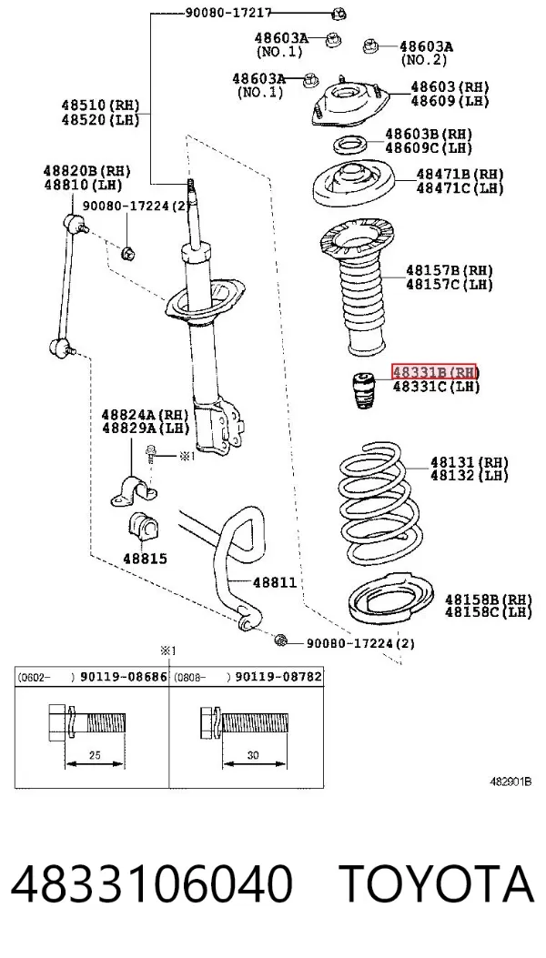 Буфер (отбойник) амортизатора переднего 4833106040 Toyota