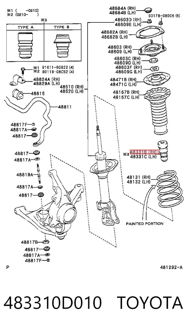 Отбойник амортизатора заднего 483310D010 Toyota