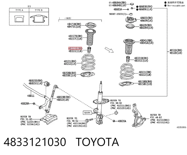 Буфер (отбойник) амортизатора переднего 4833121030 Toyota