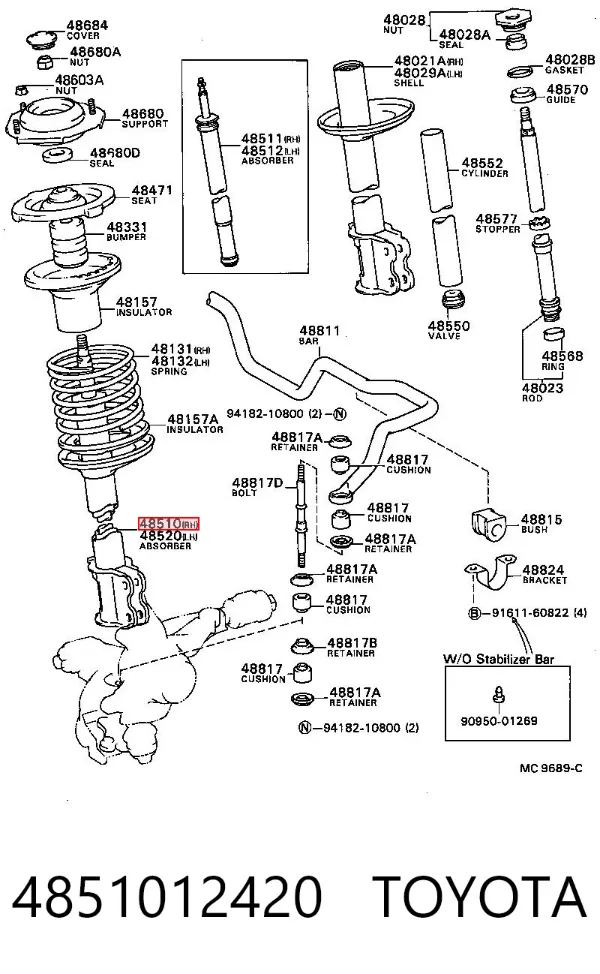 Амортизатор передний 4851012420 Toyota