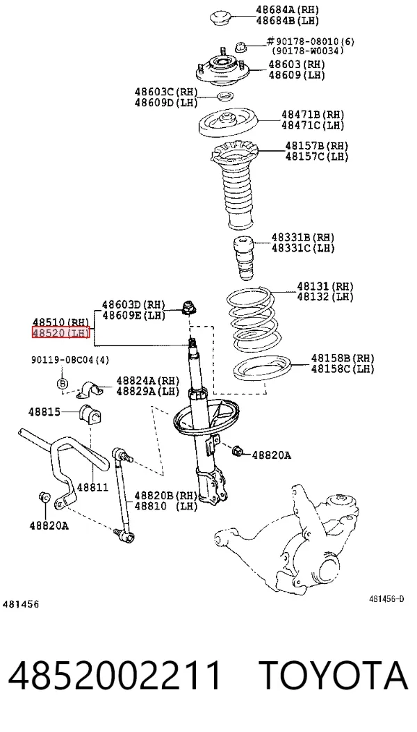 Амортизатор передний левый 4852002211 Toyota