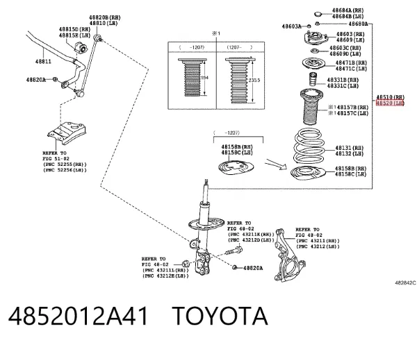 Амортизатор передний левый 4852012A41 Toyota