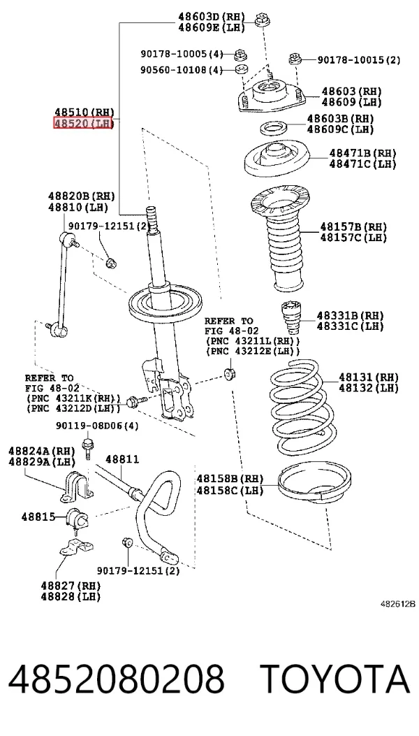 Амортизатор передний левый 4852080208 Toyota