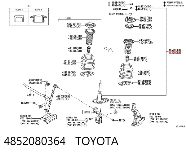 Амортизатор передний левый 4852080364 Toyota