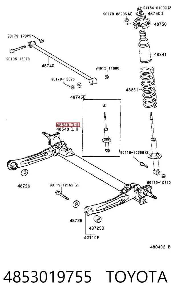 Амортизатор задний правый 4853019755 Toyota
