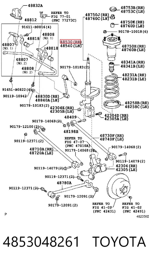 Амортизатор задний правый 4853048261 Toyota
