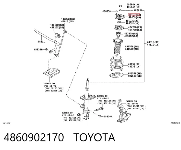 Опора переднего амортизатора 4860902170 Toyota