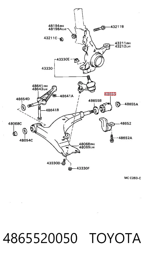 Сайлентблок переднего рычага 4865520050 Toyota