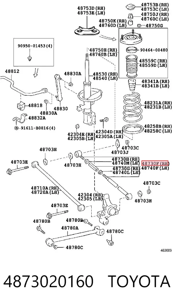 Рычаг задней подвески поперечный правый 4873020160 Toyota