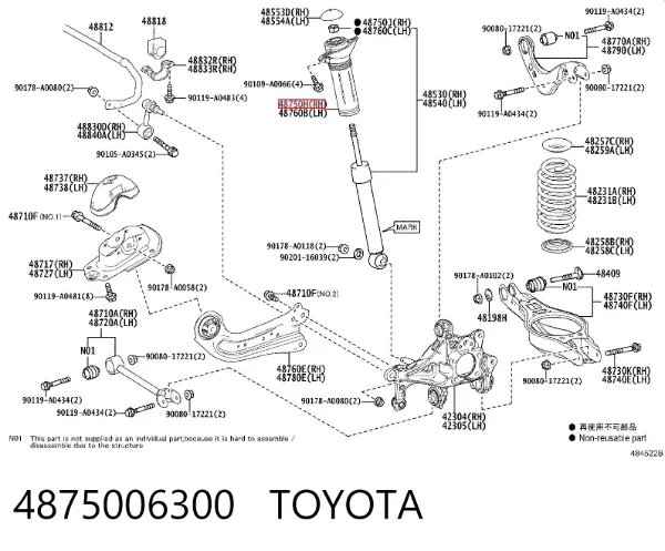 Опора амортизатора заднего левого 4875006300 Toyota
