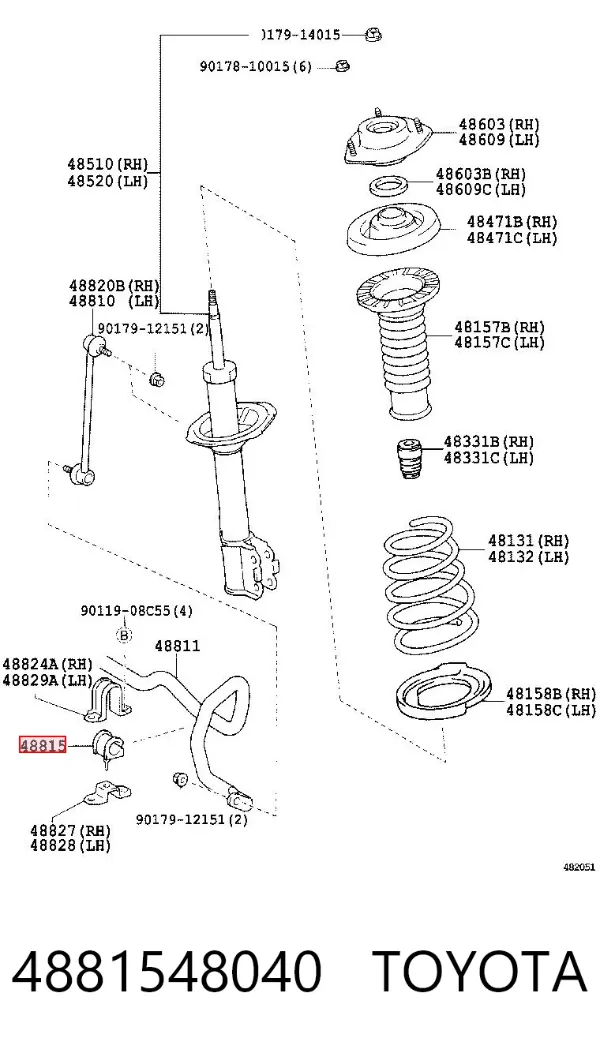 Втулка стабилизатора переднего 4881548040 Toyota