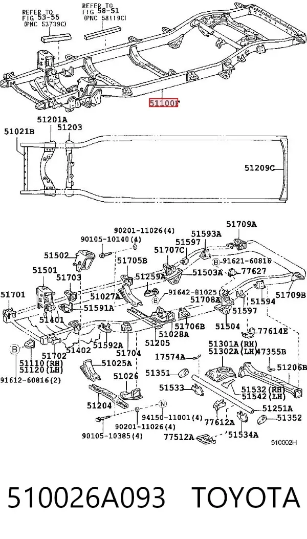Рама кузова 510026A093 Toyota