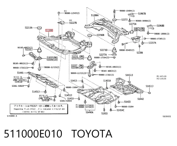 Подрамник передний 511000E010 Toyota