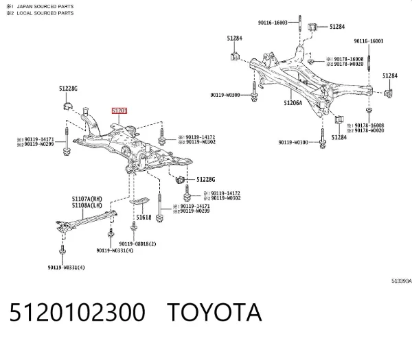 Подрамник передний 5120102300 Toyota