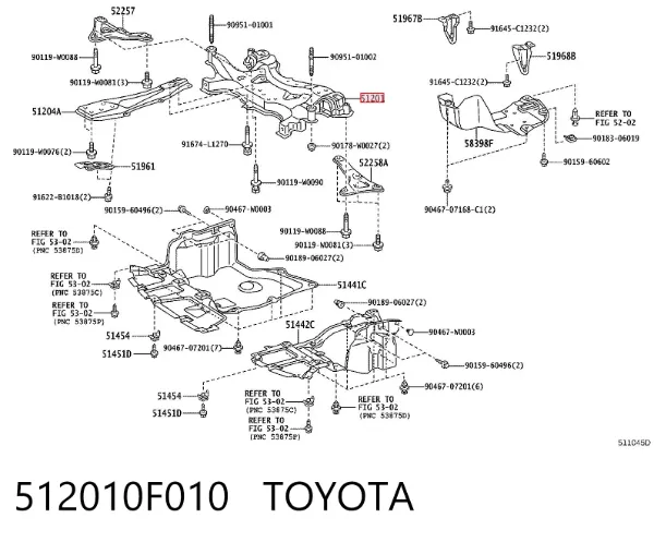 Подрамник передний 512010F010 Toyota