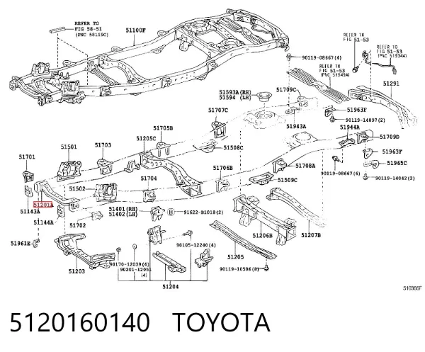 Подрамник передний 5120160140 Toyota