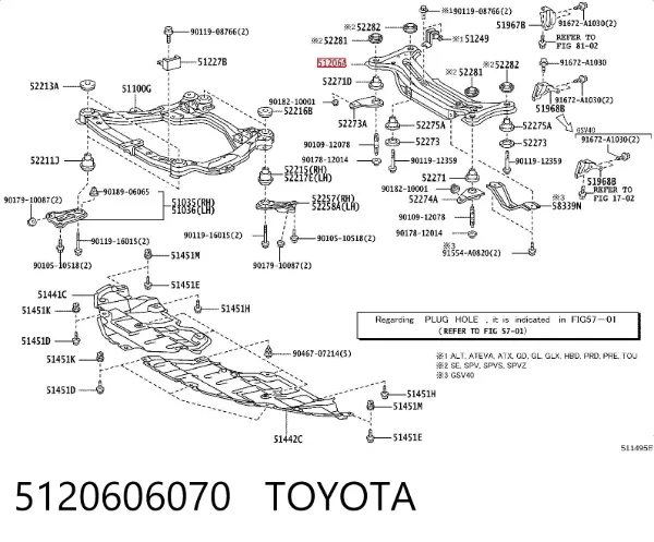 Подрамник задний 5120606070 Toyota
