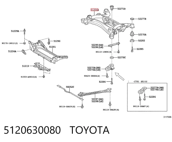 Подрамник задний 5120630080 Toyota