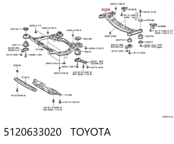 Подрамник задний 5120633020 Toyota