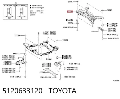 Балка задней подвески (подрамник) TOYOTA 5120633120
