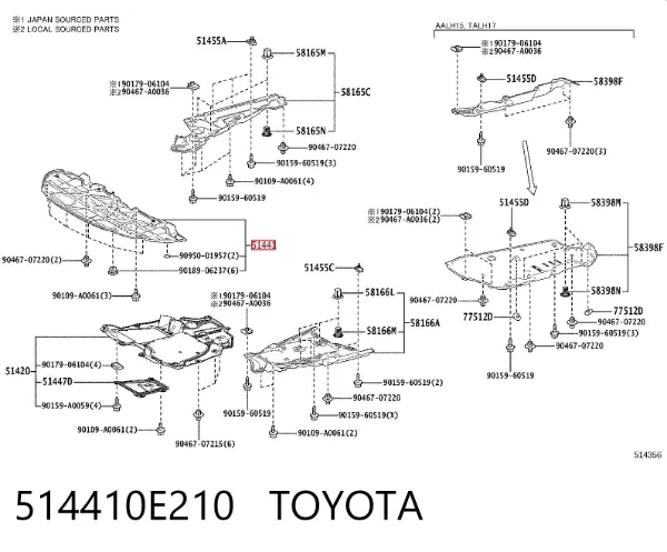 Защита двигателя передняя 514410E210 Toyota